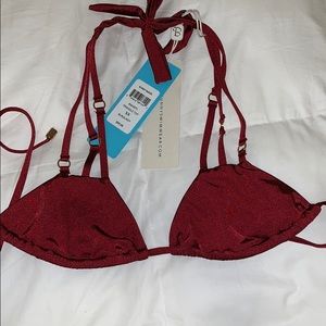 BEACH BUNNY SWIMWEAR burgundy bikini top XS